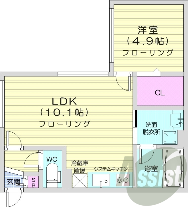 1LDＫ、システムキッチン、エアコン、ネット無料