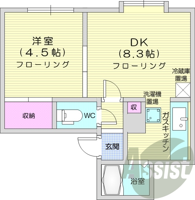 1LDK、灯油暖房、インターホン