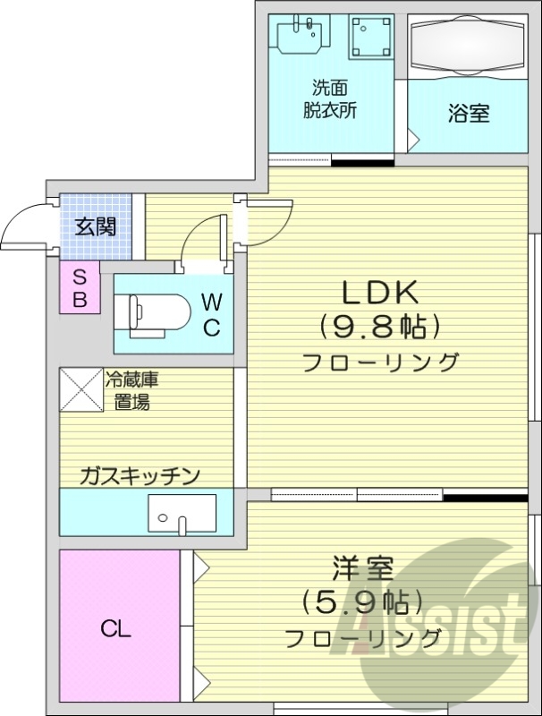 1LDK、オートロック、ネット無料、シャンプードレッサー