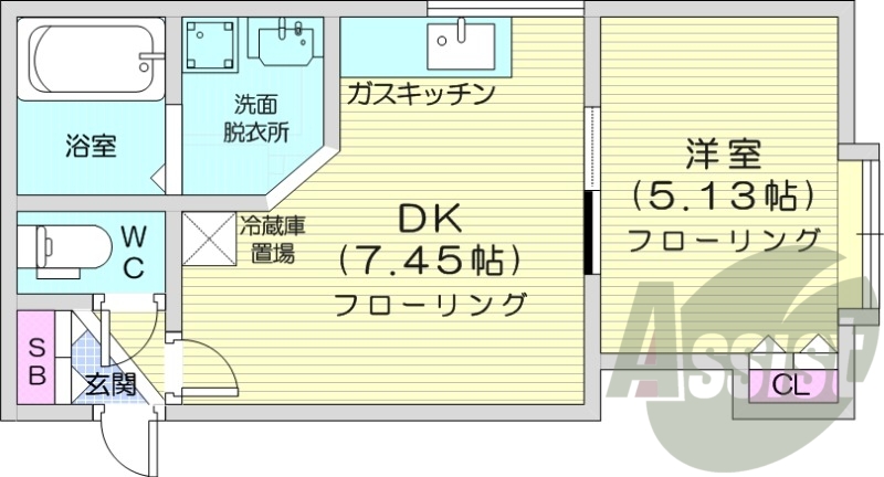 1DK、風呂トイレ別、独立洗面台、TVインターホン