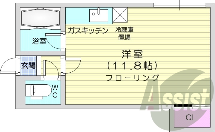 1R、灯油暖房、カメラ付きインターホン、バストイレ別