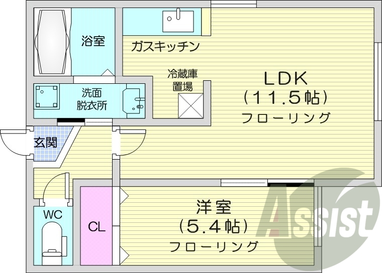 1LDK、浴室乾燥機、シャワートイレ、ロードヒーティング