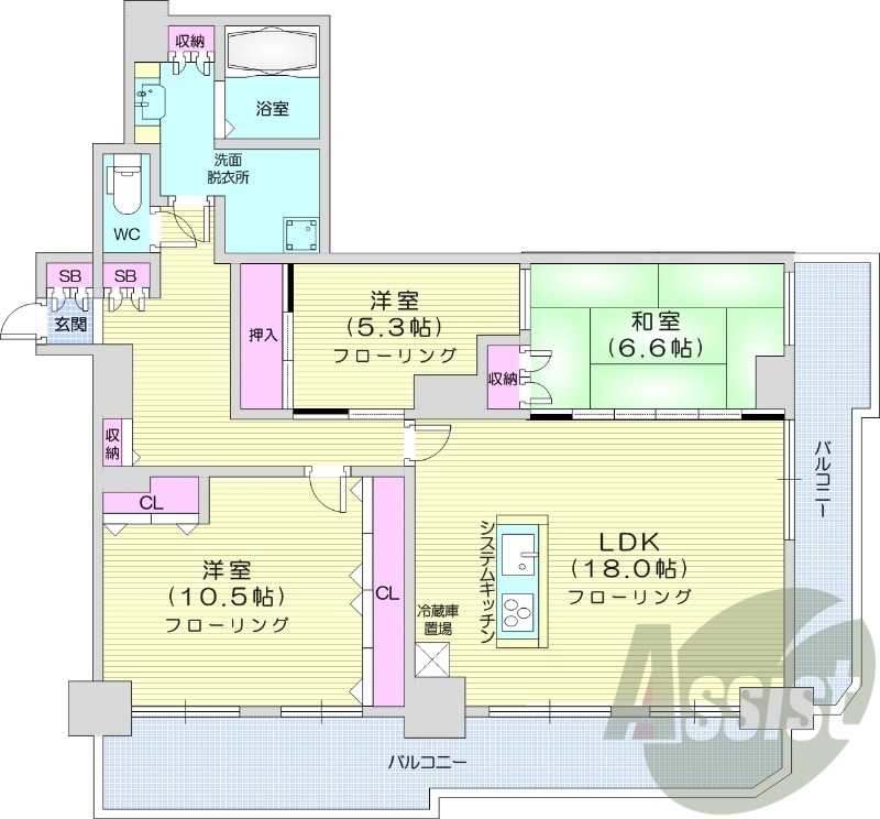 3LDK、ペット可、システムキッチン、食洗器、都市ガス