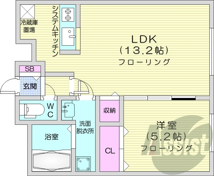 1LDK、インターネット無料、灯油暖房、モニタ付インターホン