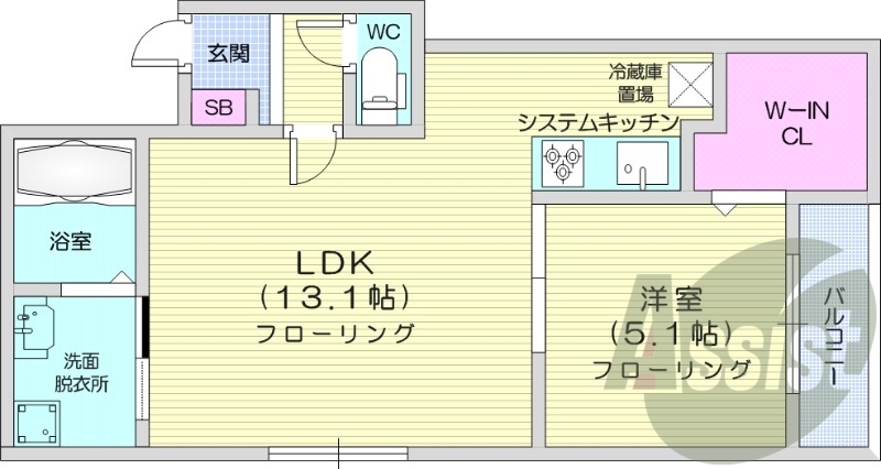１LDK、システムキッチン、シャワートイレ、ネット無料