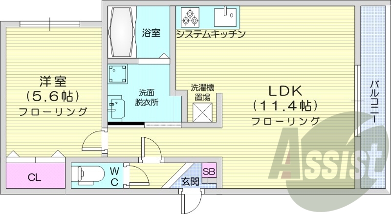 １LDK、システムキッチン、シャワートイレ、ネット無料