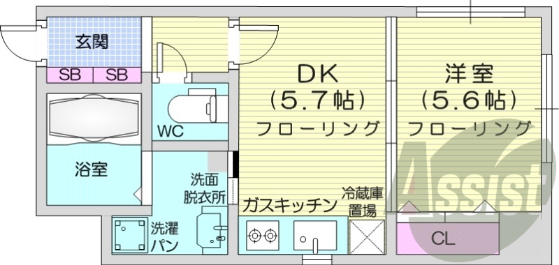 1DK、浴室乾燥、灯油暖房、宅配ボックス