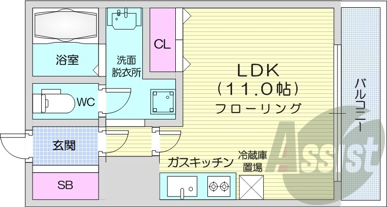 1K、家具家電付き、オートロック、ネット無料、独立洗面台