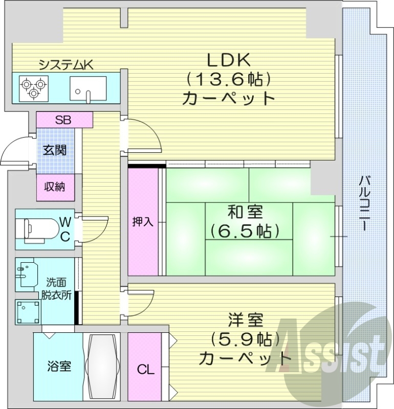 2LDK、収納、シャワートイレ、暖房設備