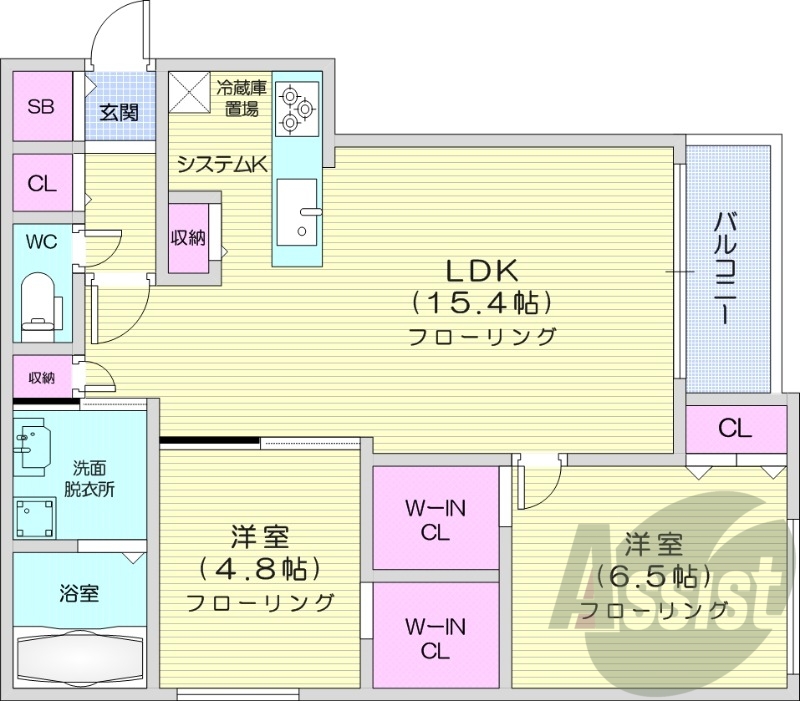 2LDK、エアコン、都市ガス、エレベーター