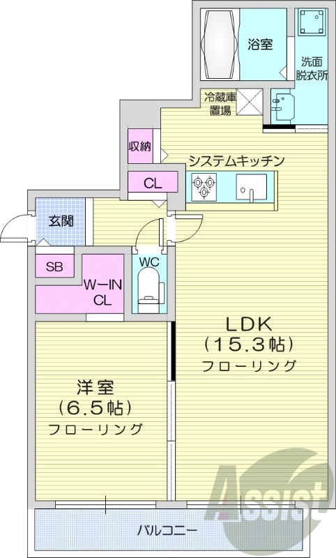 1LDK、エアコン、都市ガス、エレベーター