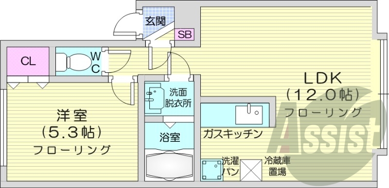 1LDK、エアコン、灯油暖房、独立洗面台