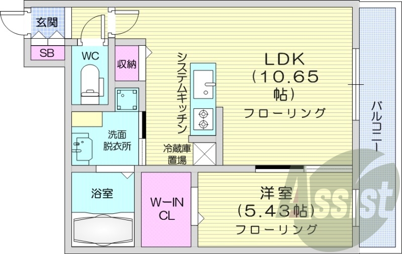 1LDK、都市ガス、エアコン、浴室乾燥機、独立洗面台、