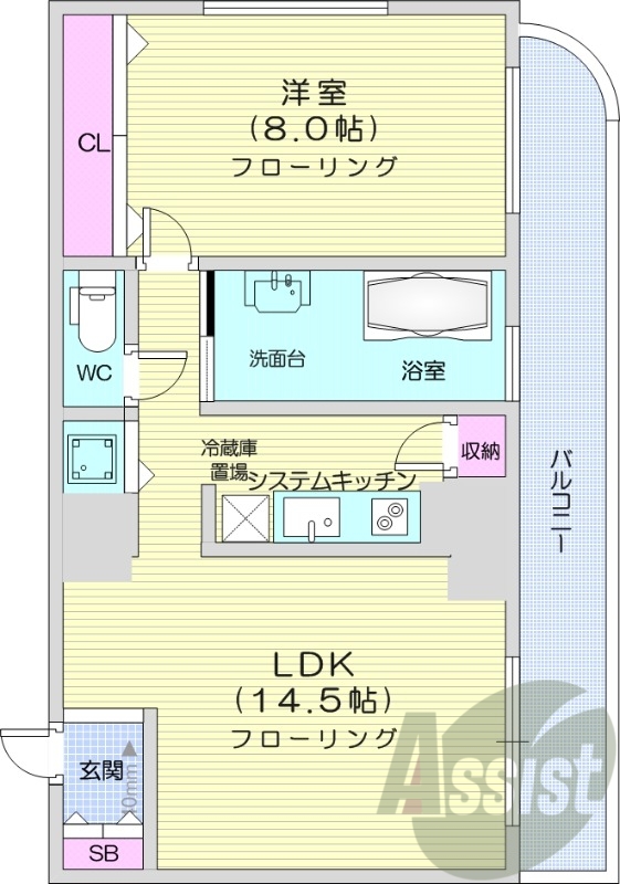 1LDK、クローゼット、灯油給湯・灯油暖房、シューズボックス