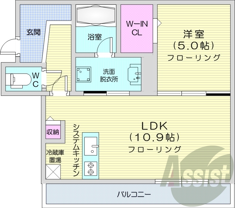 1LDK、都市ガス、エアコン、ネット無料