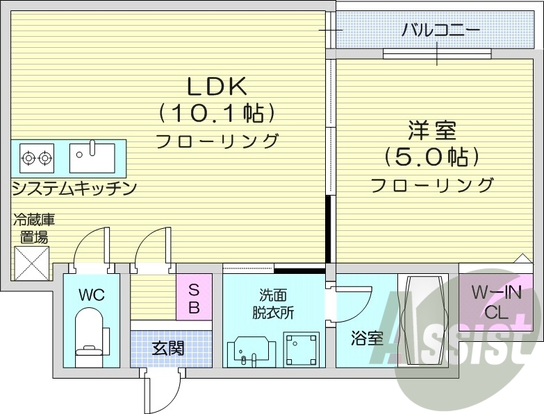 1LDK、都市ガス、エアコン、ネット無料
