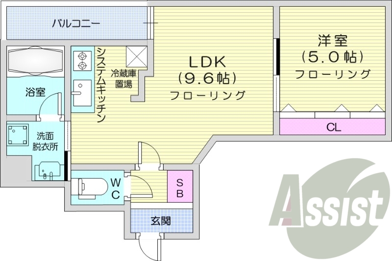1LDK、都市ガス、エアコン、ネット無料