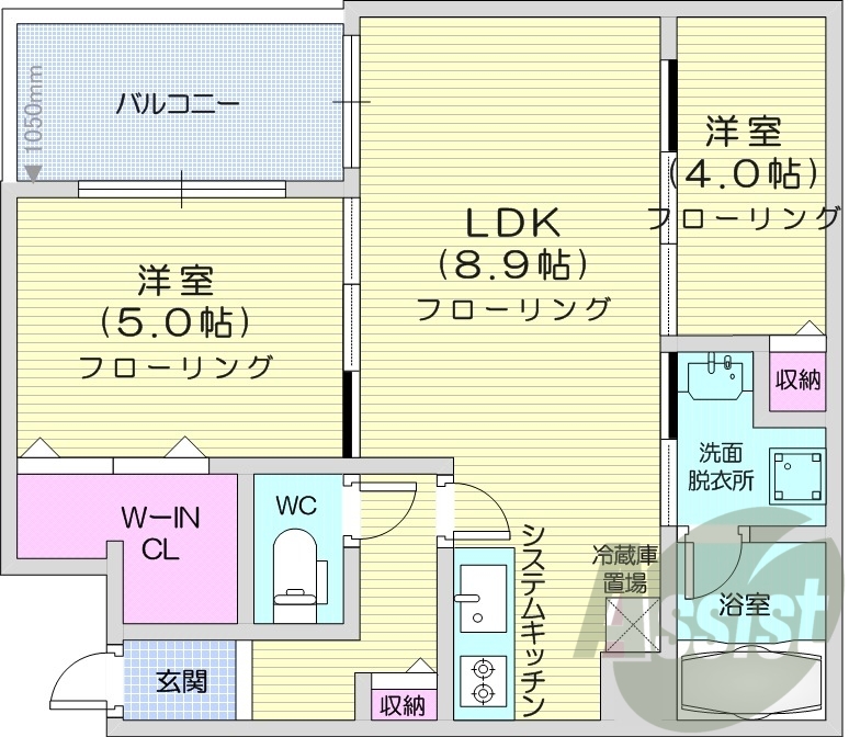 1LDK、都市ガス、エアコン、ネット無料