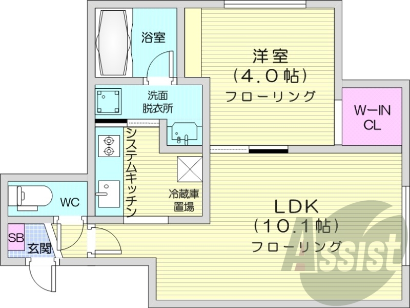 1LDK、エアコン、都市ガス、ペット飼育可