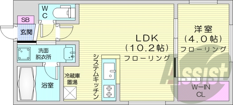 1LDK、エアコン、都市ガス、ペット飼育可