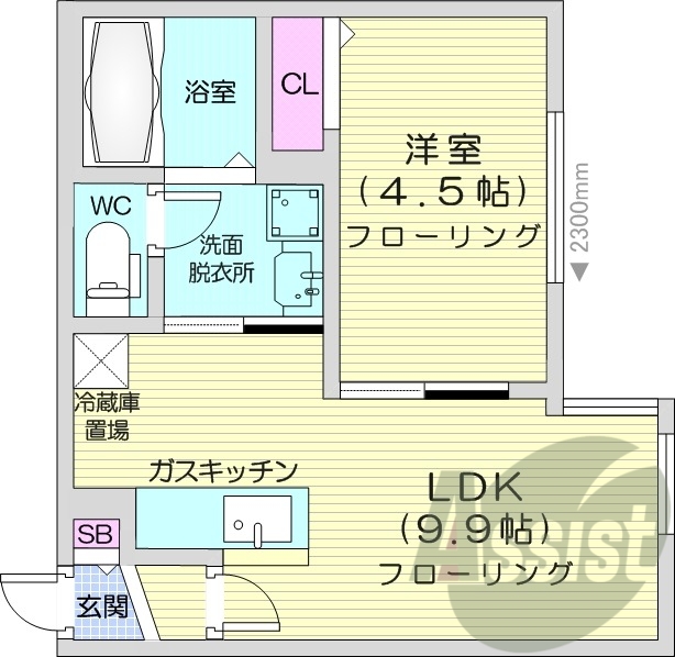 1LDK、浴室乾燥機、エアコン、灯油暖房