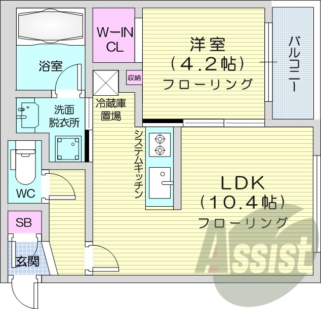 1LDK、エアコン、ペット可、浴室乾燥機