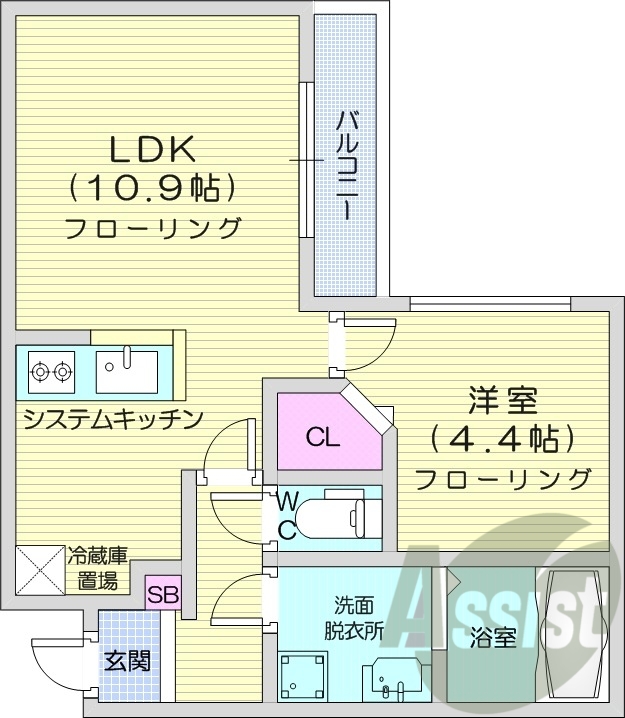 1LDK、エアコン、都市ガス、ネット無料