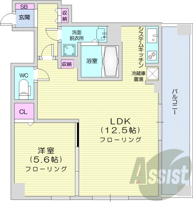 1LDK、システムキッチン、浴室乾燥機、追い炊き