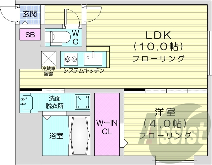 1LDK、エアコン、都市ガス、ペット飼育可