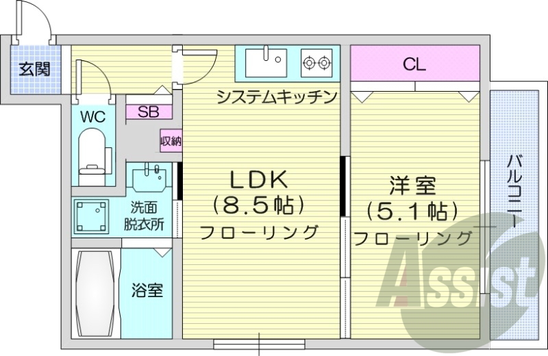 1LDK、エアコン、浴室乾燥機、ペット可、オートロック