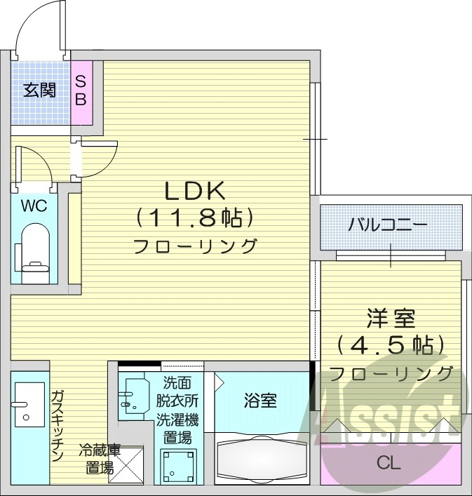 1LDK、エアコン、ネット無料、オートロック