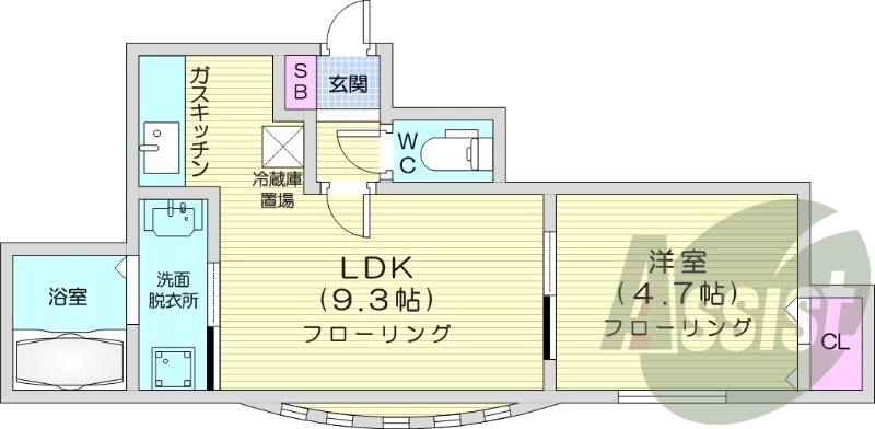 1LDK、最上階、TVモニターホン、独立洗面台