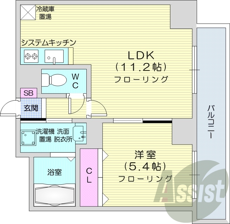 1LDK、エアコン、灯油暖房、ネット無料