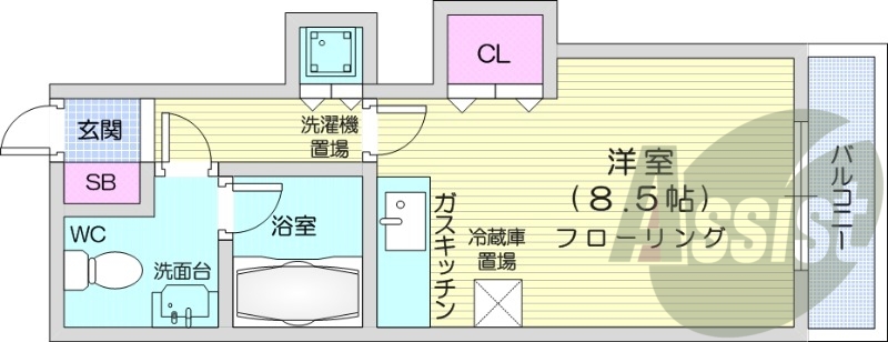 1LDK、ネット無料、シャンプードレッサー、ＴＶモニターホン