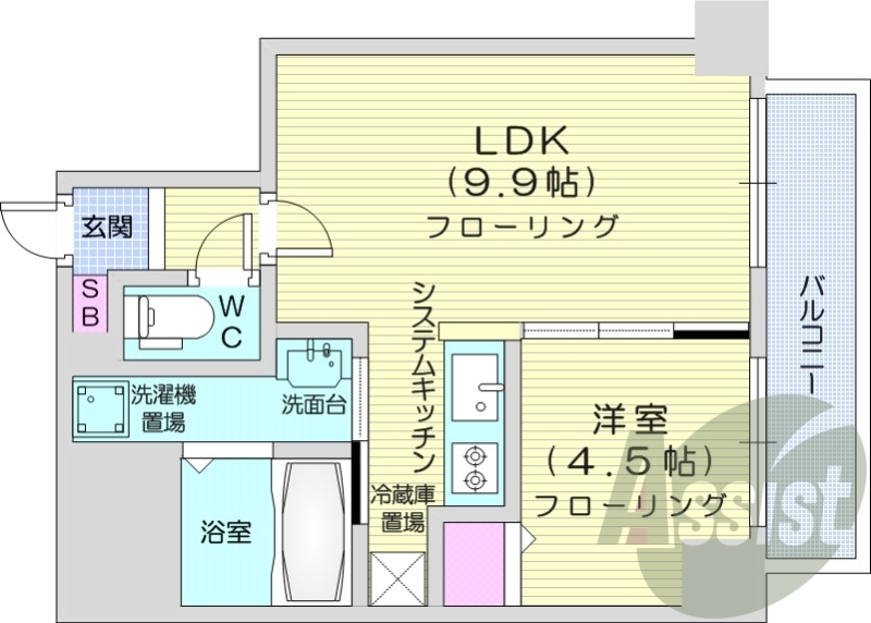 1LDK、エアコン、灯油暖房、ネット無料、システムキッチン
