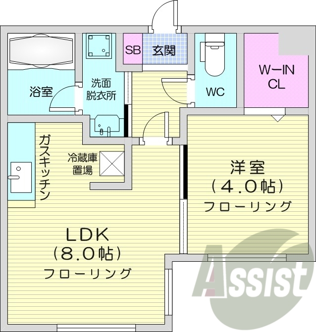 1LDK、エアコン、独立洗面台、