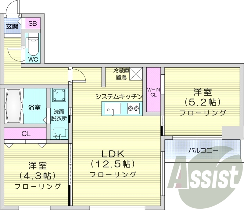 2LDK、都市ガス、エアコン、ガス暖房、ネット無料