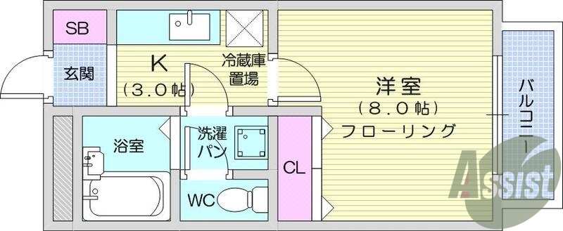 1K、BT別、モニター付きインターホン、エアコン