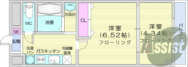 2K、バストイレ別、エアコン、システムキッチン