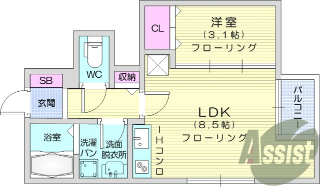 1LDK、インターネット無料、宅配ボックス、防犯カメラ