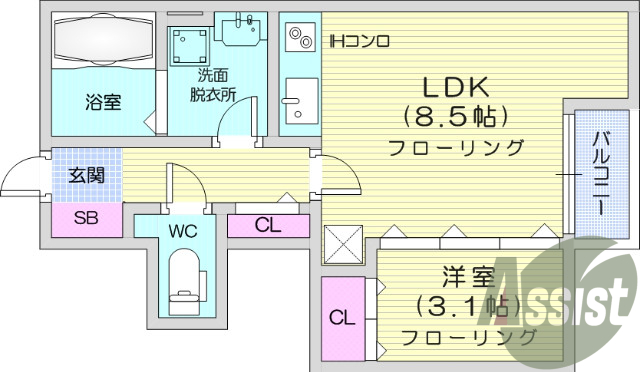 1LDK、インターネット無料、宅配ボックス、防犯カメラ