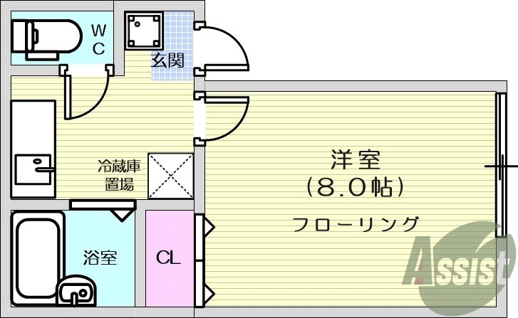 1ｋ、エアコン、室内洗濯機置場、トイレ浴室別、クローゼット