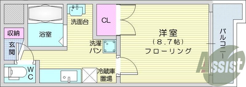 １K、オートロック付き、バストイレ別で長町駅徒歩３分。