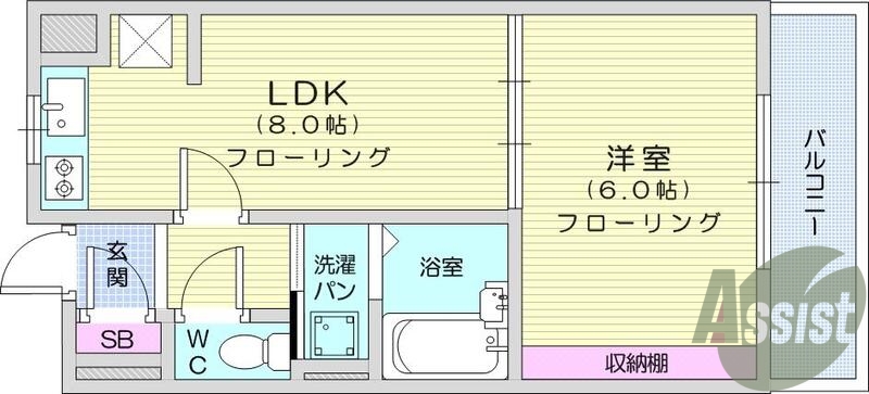 2K、キレイなお部屋で、モニター付きインターホン温水洗浄便座