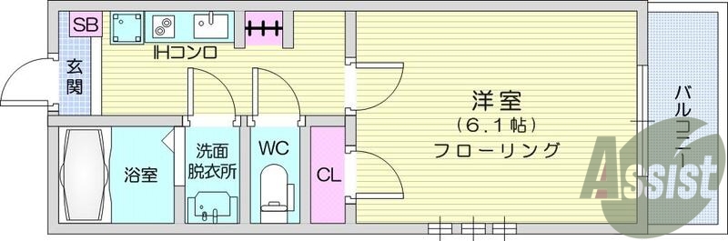 １Ｋ、クローゼット、ＩＨコンロ、セパレート、独立洗面
