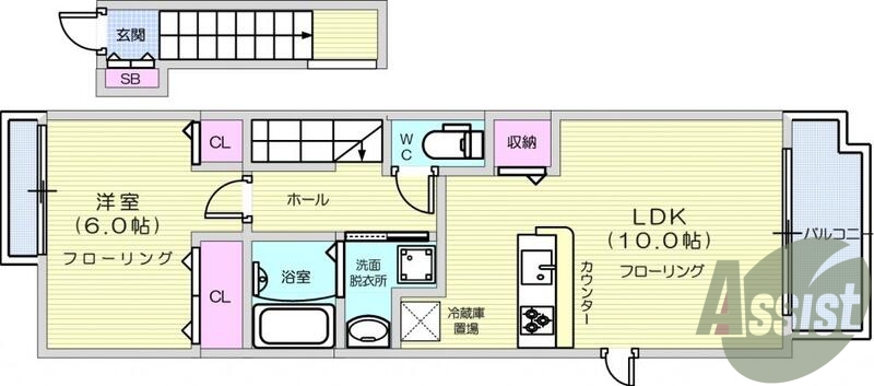 １K、エアコン、モニター付きインターホン、BS端子、追焚機能