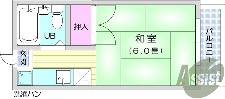 1K、プロパンガス、和室、