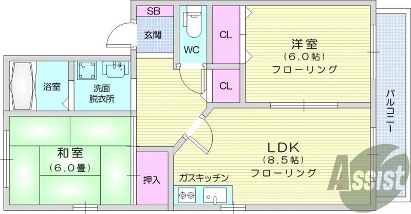 ２ＬＤＫ、収納、角部屋、独立洗面所、シューズボックス