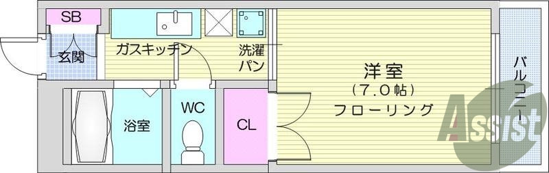 1ｋ、モニター付インターホン、バルコニー、給湯
