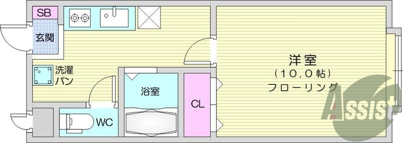 1ｋ、エアコン、室内洗濯機置場、トイレ浴室別、クローゼット